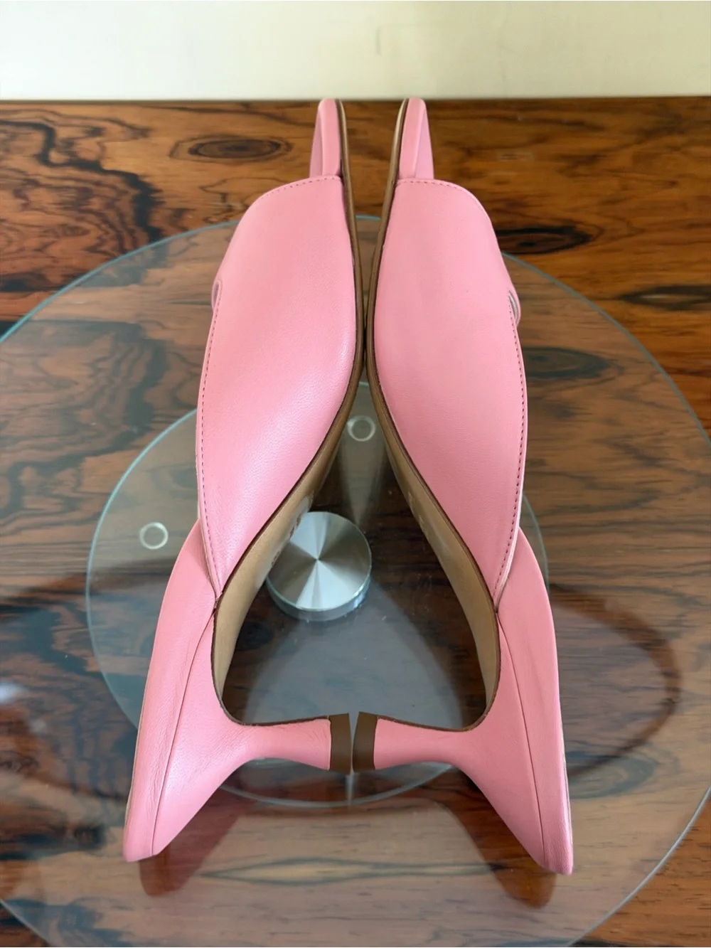 Inez Luna Rose Pink Square Toe Mules with kitten heels in size 8.5